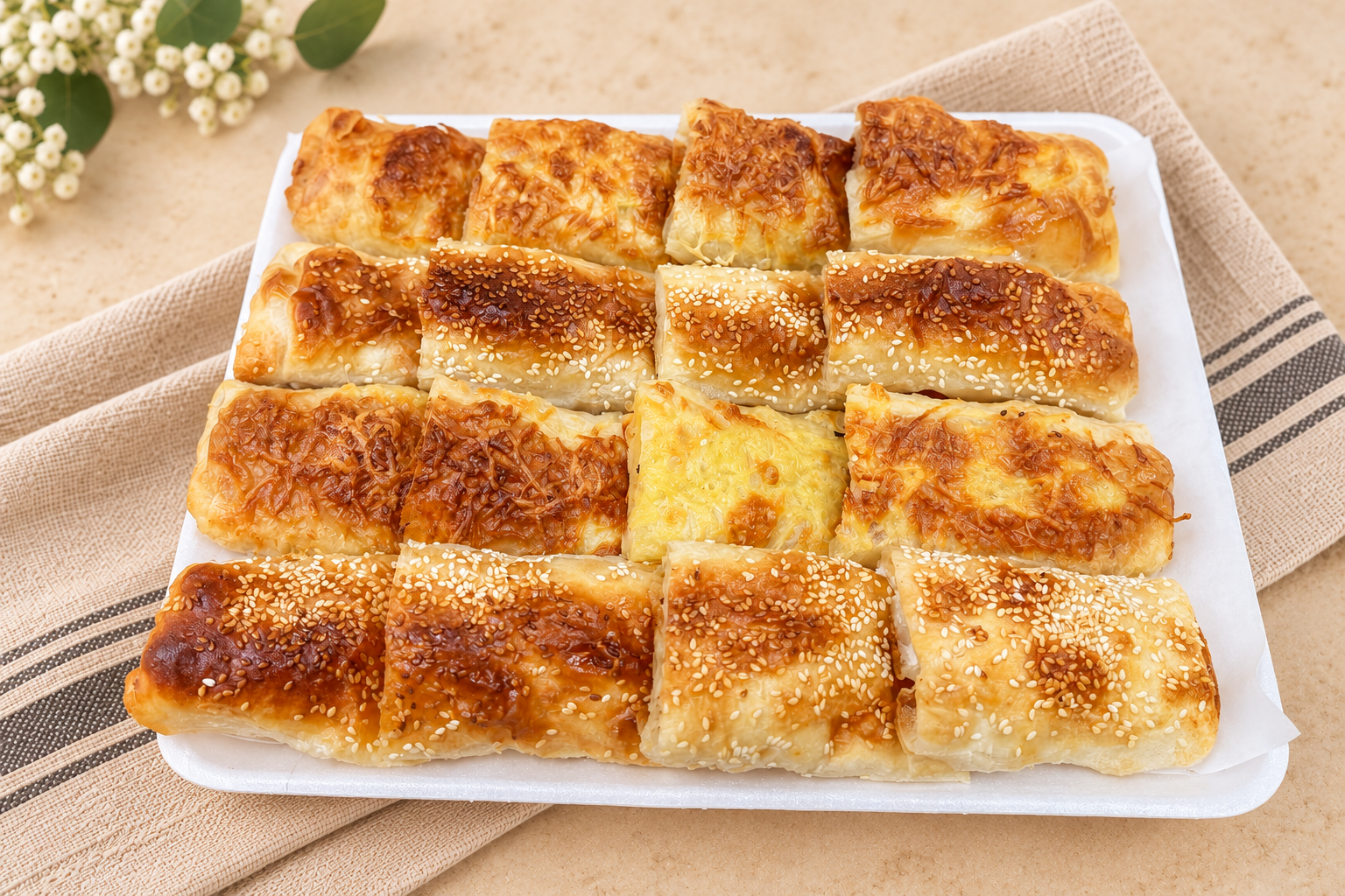 Мини банички със сирене и сусам с мини банички